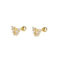 Sucré Papillon Argent Sterling Placage Zircon Boucles D'oreilles 1 Paire sku image 1