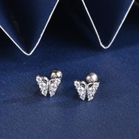 Sucré Papillon Argent Sterling Placage Zircon Boucles D'oreilles 1 Paire main image 4