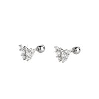 Sucré Papillon Argent Sterling Placage Zircon Boucles D'oreilles 1 Paire sku image 2