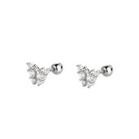 Sweet Butterfly Sterling Silver Plating Zircon Ear Studs 1 Pair main image 2