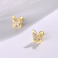 Sweet Butterfly Sterling Silver Plating Zircon Ear Studs 1 Pair sku image 1