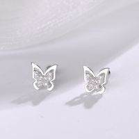 Sweet Butterfly Sterling Silver Plating Zircon Ear Studs 1 Pair sku image 2