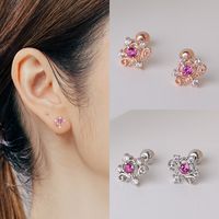 Vintage Style Crown Sterling Silver Plating Zircon Ear Studs 1 Pair main image 1
