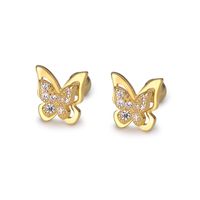 Sweet Butterfly Sterling Silver Plating Zircon Ear Studs 1 Pair main image 1