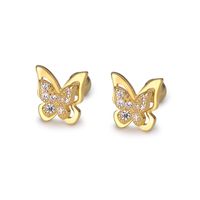 Sweet Butterfly Sterling Silver Plating Zircon Ear Studs 1 Pair main image 5