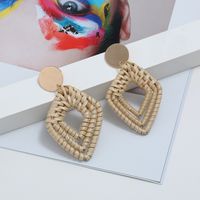1 Pair Ethnic Style Geometric Braid Rattan Drop Earrings main image 2