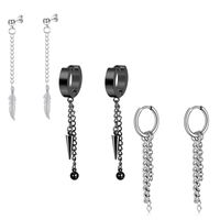 Fashion Cross Feather Skull Stainless Steel Plating Drop Earrings 1 Set sku image 17