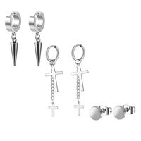 Fashion Cross Feather Skull Stainless Steel Plating Drop Earrings 1 Set sku image 4