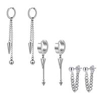 Fashion Cross Feather Skull Stainless Steel Plating Drop Earrings 1 Set main image 4