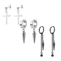 Fashion Cross Feather Skull Stainless Steel Plating Drop Earrings 1 Set sku image 13