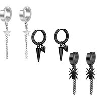 Fashion Cross Feather Skull Stainless Steel Plating Drop Earrings 1 Set sku image 25