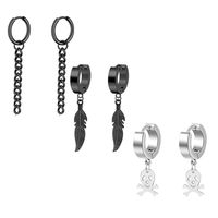 Fashion Cross Feather Skull Stainless Steel Plating Drop Earrings 1 Set sku image 16
