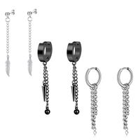 Fashion Cross Feather Skull Stainless Steel Plating Drop Earrings 1 Set main image 2