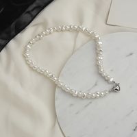 Fashion Heart Shape Pearl Beaded Necklace 1 Piece sku image 2