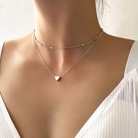 European And American Simple Double Layered Heart Pendant Necklace sku image 4