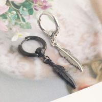 Punk Feather Stainless Steel Plating Drop Earrings 1 Piece main image 2