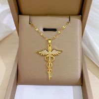 Wholesale Fashion Dragonfly Stainless Steel Plating Zircon Pendant Necklace main image 4