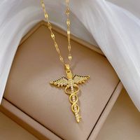 Wholesale Fashion Dragonfly Stainless Steel Plating Zircon Pendant Necklace main image 1