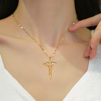 Wholesale Fashion Dragonfly Stainless Steel Plating Zircon Pendant Necklace main image 3