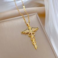 Wholesale Fashion Dragonfly Stainless Steel Plating Zircon Pendant Necklace main image 2