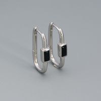 Mode Geometrisch Sterling Silber Inlay Zirkon Ohrringe 1 Paar sku image 1
