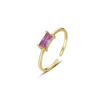 Simple Style Rectangle Silver Plating Inlay Zircon Open Ring 1 Piece main image 4