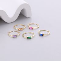 Simple Style Rectangle Silver Plating Inlay Zircon Open Ring 1 Piece main image 1