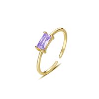Simple Style Rectangle Silver Plating Inlay Zircon Open Ring 1 Piece sku image 3