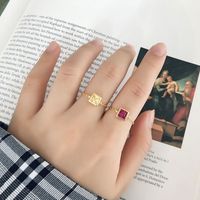 Fashion Square Silver Inlay Zircon Open Ring 1 Piece main image 3