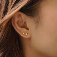 Fashion Star Copper Inlay Zircon Ear Studs 1 Pair main image 2