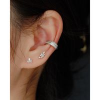 Fashion Flower Sterling Silver Inlay Zircon Ear Studs 1 Pair main image 4