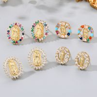 Fashion Round Copper Inlay Zircon Ear Studs 1 Pair main image 2