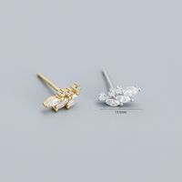 Fashion Flower Sterling Silver Inlay Zircon Ear Studs 1 Pair main image 3