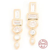 Fashion Geometric Sterling Silver Plating Inlay Artificial Gemstones Earrings sku image 5