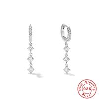 Mode Géométrique Argent Sterling Placage Incruster Pierres Précieuses Artificielles Des Boucles D'oreilles sku image 16