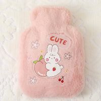Soft Rabbit Fur Hot Water Bag Water Injection Hand Warmer Thickened Explosion-proof Plush Cartoon Large Hot-water Bag Wholesale Direct Sales sku image 3