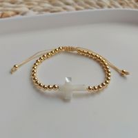 Simple Style Streetwear Cross Star Heart Shape Shell Copper Plating 14k Gold Plated Bracelets main image 2