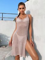 Women's Fashion Solid Color Thigh Slit Hollow Out Cover Ups main image 3