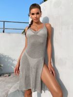 Women's Fashion Solid Color Thigh Slit Hollow Out Cover Ups main image 5