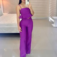 Women's Fashion Solid Color Polyester Pants Sets main image 1