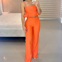 Women's Fashion Solid Color Polyester Pants Sets main image 3