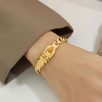 European And American Thick Chain Push Buckle Strap Buckle Titanium Steel 18k Gold Bracelet sku image 21