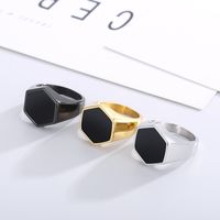 Simple Style Hexagon Solid Color Stainless Steel Polishing Unisex Rings main image 9