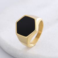 Simple Style Hexagon Solid Color Stainless Steel Polishing Unisex Rings main image 6