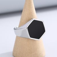 Simple Style Hexagon Solid Color Stainless Steel Polishing Unisex Rings main image 8