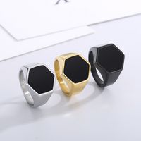 Simple Style Hexagon Solid Color Stainless Steel Polishing Unisex Rings main image 1