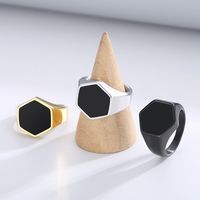 Simple Style Hexagon Solid Color Stainless Steel Polishing Unisex Rings main image 5