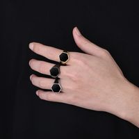 Simple Style Hexagon Solid Color Stainless Steel Polishing Unisex Rings main image 2