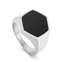 Simple Style Hexagon Solid Color Stainless Steel Polishing Unisex Rings sku image 1