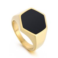 Simple Style Hexagon Solid Color Stainless Steel Polishing Unisex Rings sku image 7